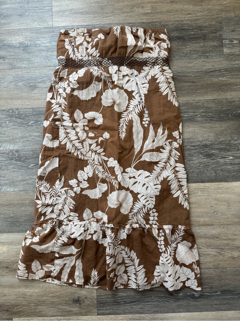 Roxy Floral Midi strapless Dress - Women Sz L